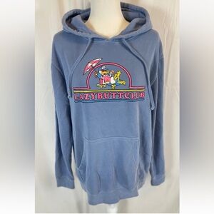 The LAZY BUTT CLUB blue Pigment Dye Hooded Sweatshirt‎ Duck Lawn Chair Size M